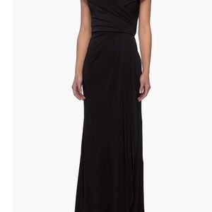 La Femme Ruched Jersey Column Gown